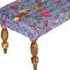 Cairo Solid Wood 2 Seater Bench In Bird Print Grey Kantha Fabric
