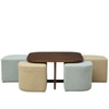 Jansen Nesting Coffee Table with Seating in Lunar Grey and Beige Fabric