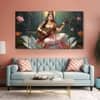 The Castle Decor Goddess Saraswati Wall Painting Wooden Framed 27x48 Inch (Style 4)