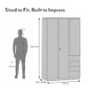 Sydney 3 Door Wardrobe in Beige High Gloss Finish