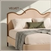 Solara Wave Luxe Queen Size Bed in velvet With Oak wood Frame & Hydraulic Storage