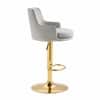 Doe Buck Oliver Adjustable Velvet Bar Stool in Grey Colour with Gold Base