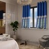 Stoa Paris Satin Window Curtain, 70% Blackout Curtains,   Privacy Lining, Pack of 2, Versailles - Blue Monarch with Back Lining