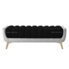 Hoslo Velvet 2 Seater Ottoman Bench in Grey & Black Color