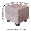 Iris Solid Wood Pouffee in Jute Beige Fabric