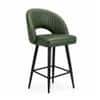 Doe Buck Faux Leather Counter Height Bar Stool in Green Colour with Black Legs