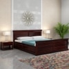 Hearti Solid Wood Queen  Size Upholstered Bed Without Storage (Walnut Finish)
