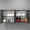 Aluminium Black Profile 4 Brown Tinted Glass Handless Shutters Wall Cabinet In Slate Grey Finish