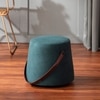 Hoist Collection Pouf With Faux Leather Strap in Green Color