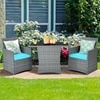 Carry Bird Wicker Patio Furniture Outdoor Balcony Chairs In Grey And Sky Blue Colour