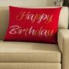 Happy Birthday Red Cotton Knitted Cushion Cover 16X16 Inches