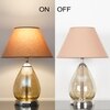 DECADE Smoke Luster Glass and Metal Table Lamp With Beige Cotton Shade