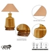 Paola  Amber Glass And Wood Table Lamp With Beige Cotton Shade