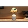 Multicolor cotton with White Brushed Wood Table Lamp -1