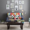 Minnelli 2 Seater Fabric Loveseat In Retro Patchwork Colour
