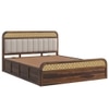 Floral Solid Wood Queen Size Hydrulic Storage Bed In Provincial Teak Finish Beige 60x78 inch