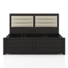Ritz Solid Wood Queen Size Upholstered Bed With Hydraulic Storage (Mahagony Finish)