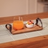 Ireka Home Ananda Wooden Serving Tray with Leather Handles