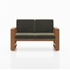 Moreno 2 Seater Solid Wood Sofa in Amber Walnut Finish and Juniper Green Fabric