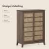 Fujiwara 24 Pair Solid Wood and Cane Shoe Cabinet In Danish Walnut Finish