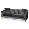 Mid Century Fabric Sofa (Dark Grey Velvet)