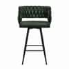 Doe Buck Presley Braided Faux Leather Bar Stool in Green Colour