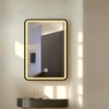 Modern Rectangular LED Mirror Black Stainless Steel Frame with Shelving