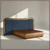 Elowen Softline King Size Bed in velvet With Oak wood Frame & Hydraulic Storage