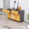 Hexa Red Multipurpose Storage Cabinet With 2 Drawer 2 Door in Slate Grey And Giant Wood Colour