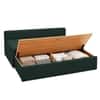 Marteen 3 Seater Velvet Pull Out Sofa Cum Bed in Green Color With Storage