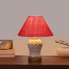 Devansh Conical Pink Jute Shade Lamp With Wood & Mosaic Glass Base For Decoration/Office/Home/Gifting/Study For Decoration/Office/Home/Gifting/Study -(10X10X14.5) Inches -A