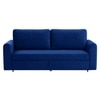 Baruna 3 Seater Velvet Pull Out Sofa Cum Bed with Storage In Blue Color