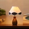 Devansh Multi Vintage  Cotton Table Lamp With  Wood Natural Base (10X12.5 Inches)-40