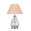 DECADE Blue Luster Glass and Metal Table Lamp With Beige Cotton Shade