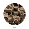 Handmade Round Wool Rug Modern Abstract Brown Beige 4 Feet Carpet