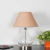 CRYSTAL Clear Glass Table Lamp with Chrome Base and Beige Shade