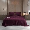 Stoa Paris Burgundy Bliss Satin Bedsheet for Super King Size Bed liss Satin Noir Collection
