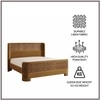 Heritage Cane Upholstered Queen Size Bed in Linen With Oak wood Frame