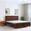 Dhunja Solid Sheesham Wood  King Size  Upholstered  Bed In Provincial Teak Finish