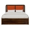 Lotus Solid Wood King  Size Upholstered Bed With Drawer Storage (Provincial Teak Finish)