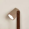 Hexspot Brown Wooden Table Lamp with Beige Wooden Lampshade