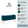 Doe Buck Upholstered Storage Bench in Teal Colour with Gold Legs