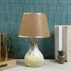 Cream Ceramic Table Lamp Brown Shade
