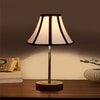 Devansh Off-White Cotton Vintage  Lamp With Natural  Wood Base  & Steel Pipe  (12X17.75)