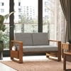 Moreno Two Seater Solid Wood Sofa In Amber Walnut Finish with Flint Grey Futon Colour