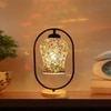 Devansh Multicolor Glass Wooden & Iron  Table Lamp -17 Inch Height - Plap