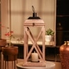 Ireka Homes Selena Wooden Lantern with Glass and Candle – Home Decor (Pack of 1)