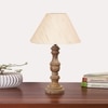 Devansh Off White Cotton Table Lamp With  Wood Natural Base (10X18 Inches)-27