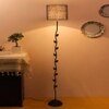 Stacey Blue Natural Fiber Floor Lamp with Black Iron Base