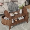 Oval Shaped Coffee Table With Storage, Fluted Accent Table For Living Room